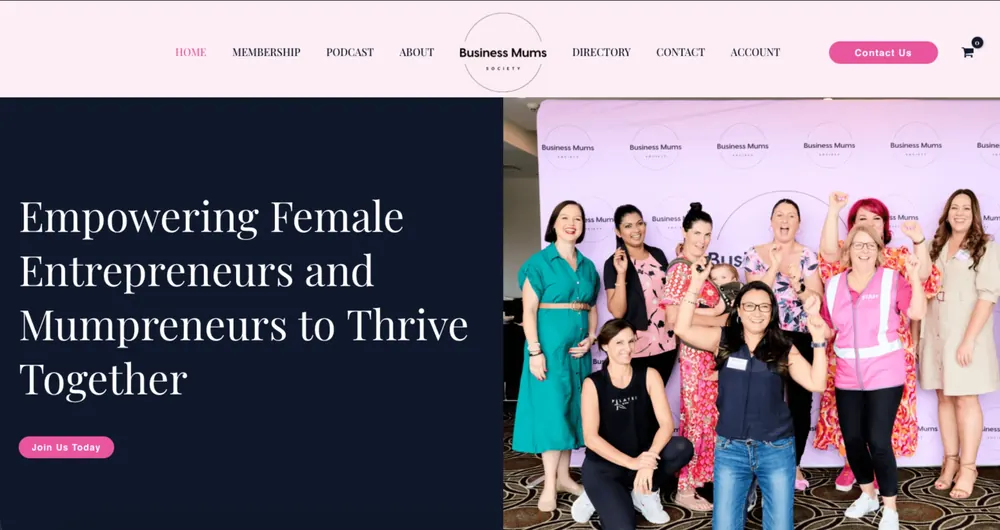 Business Mums Society website screenshot